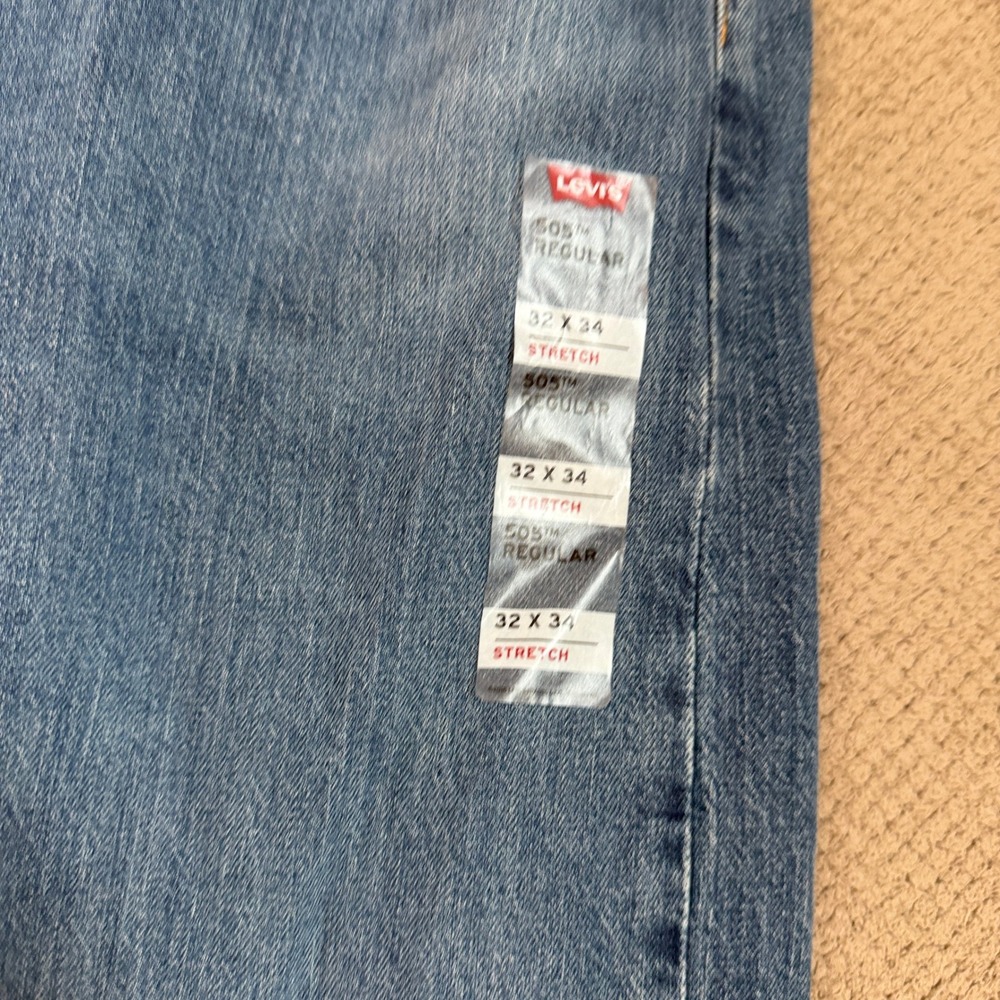 Levi's 505 Regular Fit Stretch Jeans Mens 32x34 Blue Denim NWT 005052217 - Picture 5 of 6